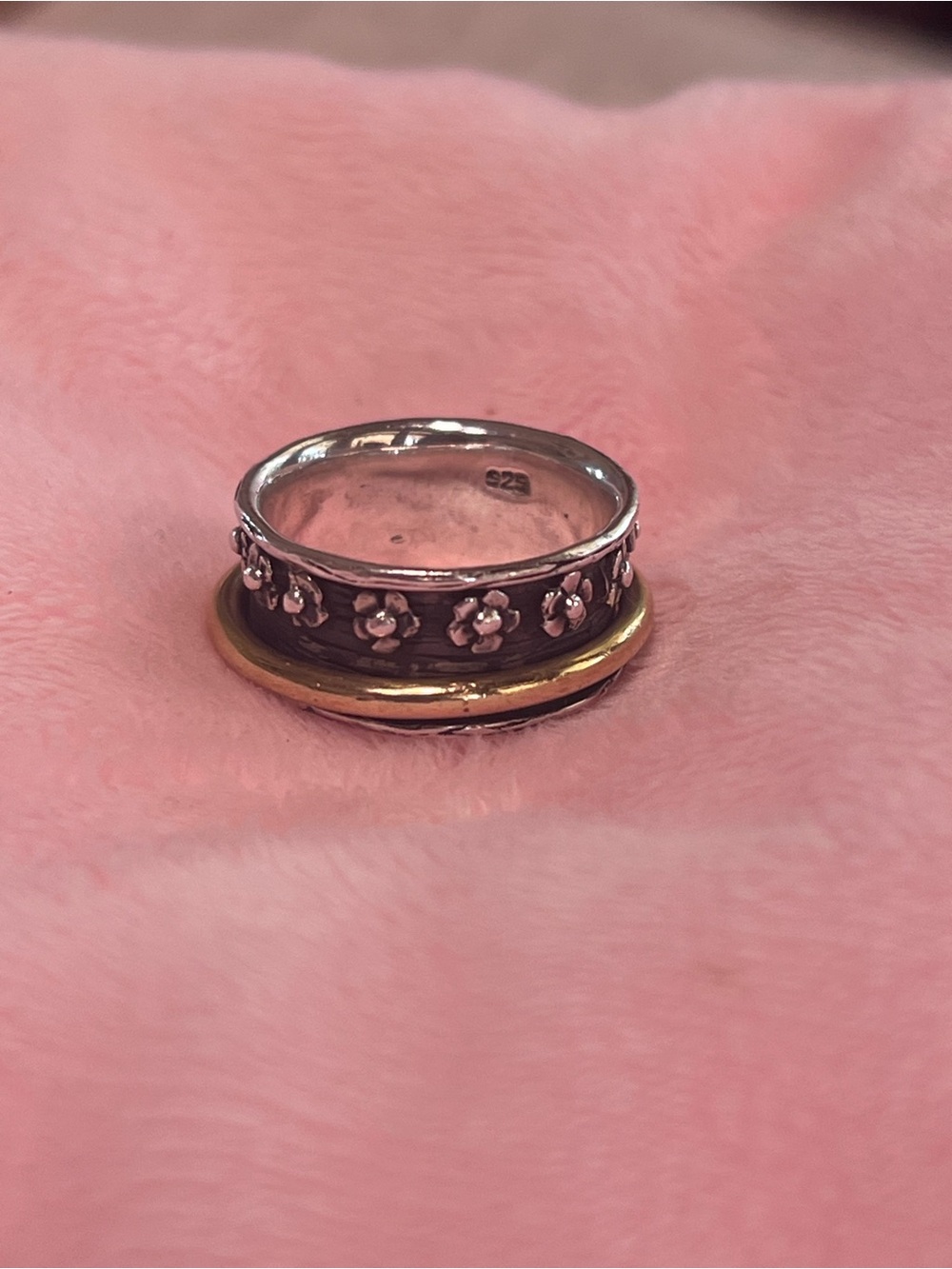 Stacked Spinner 925 Silver Ring - Picture 2 of 4
